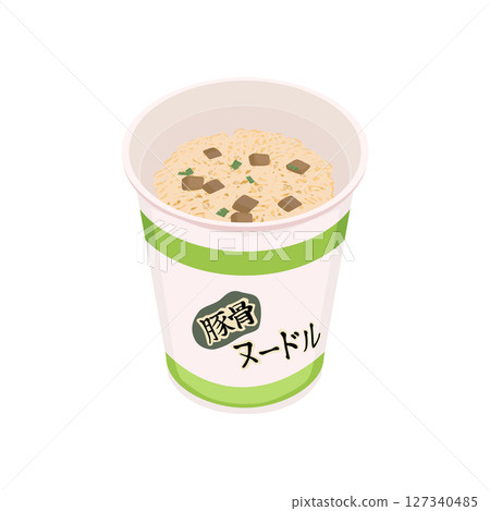 豬骨口味泡麵的蓋子打開後的圖片 豬骨口味泡麵的蓋子打開後的圖片 127340485