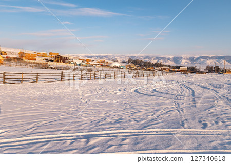 Scenery view of Khuzhir village a small village located on the eastern shore of the Olkhon Island, the largest island in Lake Baikal, Russia. Scenery view of Khuzhir village a small village located on the eastern shore of the Olkhon Island, the largest island in Lake Baikal, Russia. 127340618