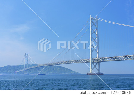 Akashi Kaikyo Bridge in fine weather Akashi Kaikyo Bridge in fine weather 127340686
