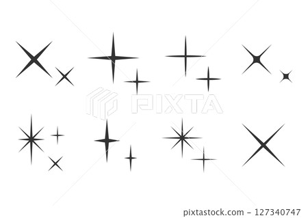 A collection of sparkling parts that create a sparkling and shining effect 127340747