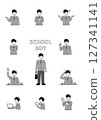 國中男生姿勢集錦（灰階） 127341141