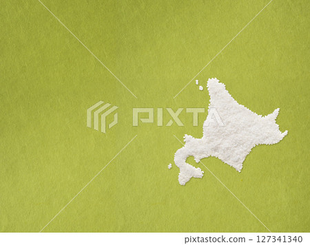 A map of Hokkaido made from rice 127341340