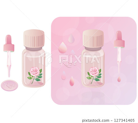 The scent of rose essential oil and the world of aroma 127341405