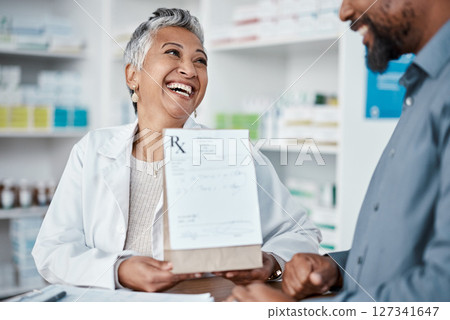 Medicine, shopping or pharmacist helping a black man with healthcare advice on medical pills or drugs. Consulting, customer or happy senior doctor talking or helping a sick elderly person in pharmacy Medicine, shopping or pharmacist helping a black man with healthcare advice on medical pills or drugs. Consulting, customer or happy senior doctor talking or helping a sick elderly person in pharmacy 127341647