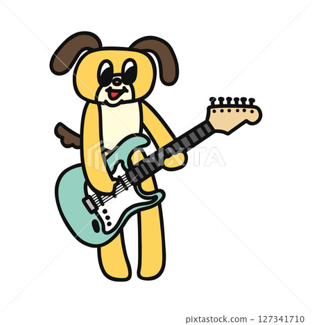 Dog playing electric guitar 127341710