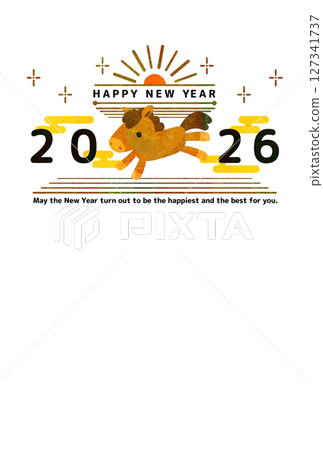 時尚新年賀卡，馬年 127341737