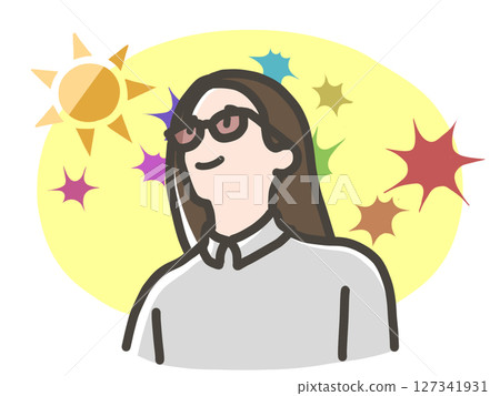 戴著墨鏡的女人 戴著墨鏡的女人 127341931