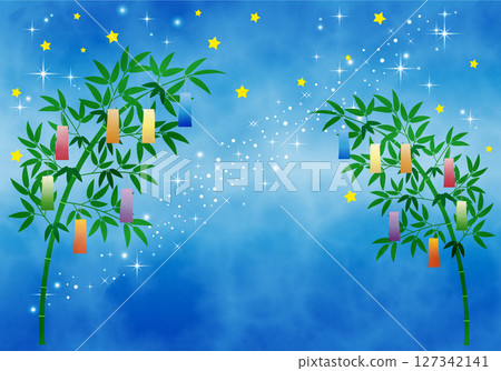 七夕夜空與竹子裝飾背景07 七夕夜空與竹子裝飾背景07 127342141