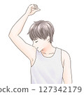 身穿背心的男子很高興能脫掉腋毛 127342179