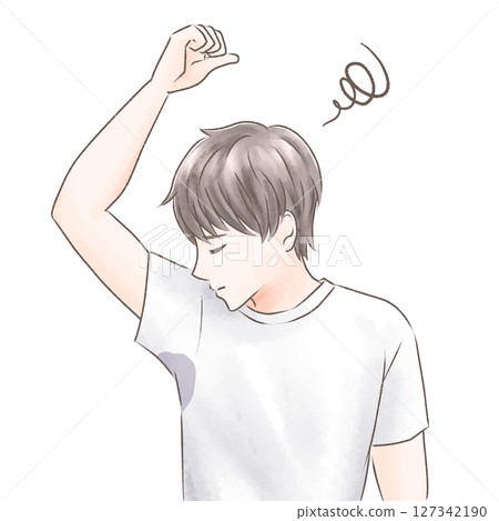 一位男士腋下有汗漬 127342190