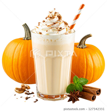 Tropical fruit cocktail drink with berries, ice, and a straw, isolated on white for a refreshing summer beverage Tropical fruit cocktail drink with berries, ice, and a straw, isolated on white for a refreshing summer beverage 127342331