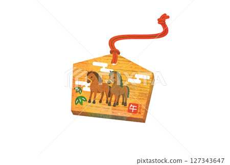 Ema Year of the Horse New Year's Card Illustration 127343647