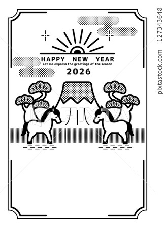 線描新年賀卡2026 127343648