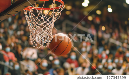 Professional basketball game scene 127343899