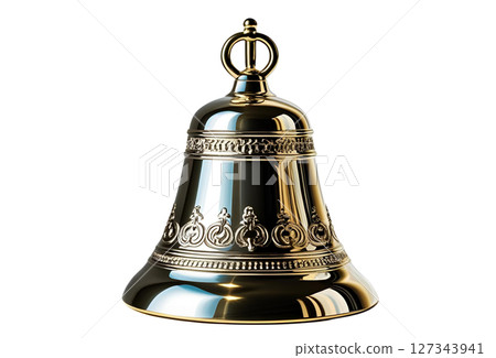 Golden bell on a white background Golden bell on a white background 127343941