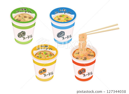 Illustration of basic flavors of instant noodles Illustration of basic flavors of instant noodles 127344038