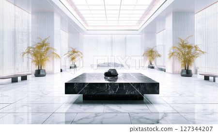 A luxurious indoor marble hall with a tranquil atmosphere 127344207