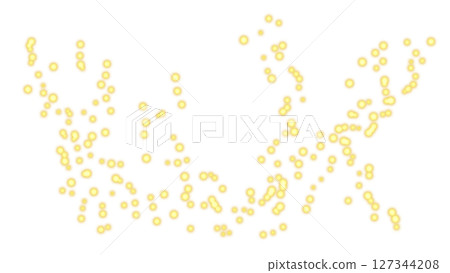 Curved glowing yellow particles on a transparent background 127344208