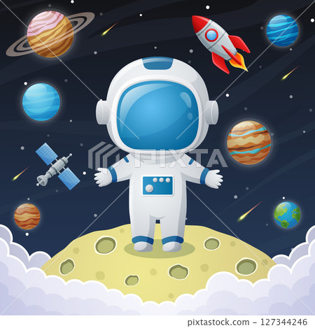 Astronaut on the planet scene Astronaut on the planet scene 127344246