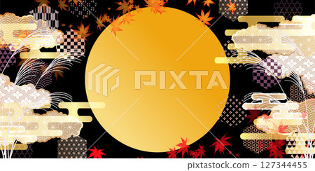 Autumn leaves, moon viewing, autumn background 127344455