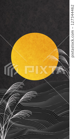 Moon viewing, Japanese silver grass, autumn background 127344462