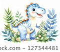 Cute Watercolor Animal Series: Baby Dinosaurs 127344481
