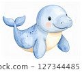 Cute watercolor animal series: dugong 127344485