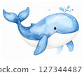 Cute watercolor animal series: Whale 127344487