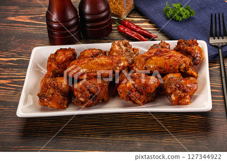 Hot and spicy Buffalo chicken wings 127344922