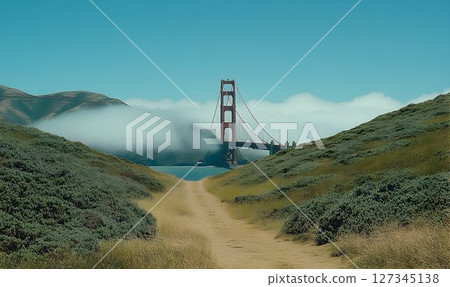 Scenic View of Golden Gate Bridge Partially Hidden by Morning Fog 127345138