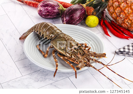 Raw wild fresh spiny lobster Raw wild fresh spiny lobster 127345145