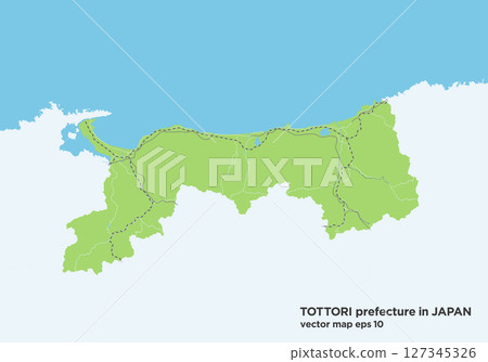 日本鳥取縣簡易綠道路地圖 日本鳥取縣簡易綠道路地圖 127345326