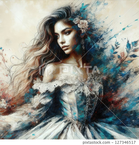 Ethereal Elegance beauty, A Dance of Colors and Emotions with Generative AI. 127346517