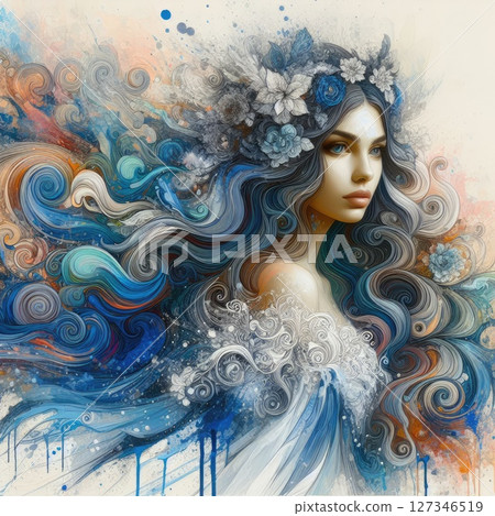 Ethereal Elegance beauty, A Dance of Colors and Emotions with Generative AI. 127346519