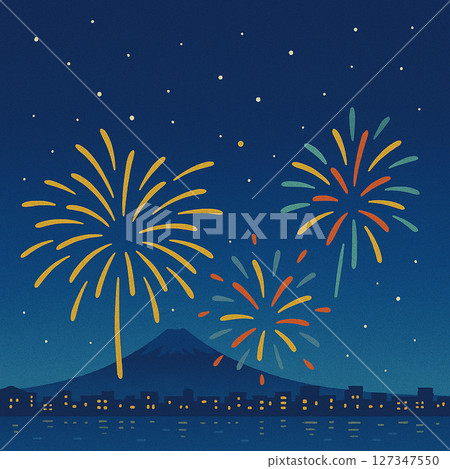 煙火山夜景插畫 127347550