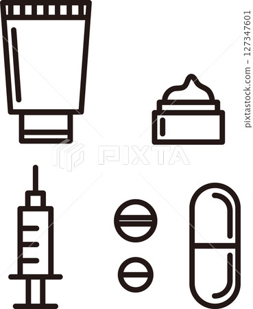 圖標醫藥注射美容醫藥線象形文字設計插圖 127347601