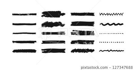 手寫線條和底線插畫集。一組簡潔又時尚的底線。 127347688
