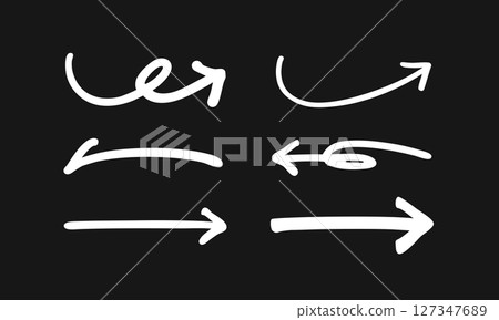 非常適合商務文件！流行可愛的手繪彎曲箭頭向量插圖素材 127347689
