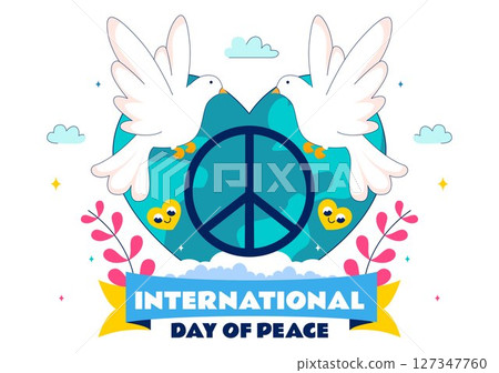 International Peace Day Vector Illustration Featuring Hands, Dove, Globe, and Blue Sky to Promote Prosperity Around the World in a Flat Background International Peace Day Vector Illustration Featuring Hands, Dove, Globe, and Blue Sky to Promote Prosperity Around the World in a Flat Background 127347760