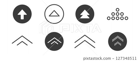 Swipe up icon arrow button, ui scroll symbol. Swipe slide simple minimal line sign. Move button, app interface action.  127348511