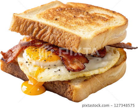 Savory Egg Sandwich with Bacon and Toast 127348575