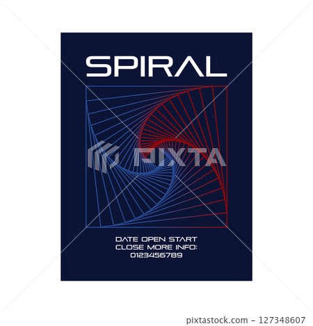 Vivid spiral line art poster Line art Spiral Announcement Notice Red Blue 127348607