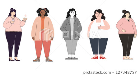 Diverse Group of Women in Casual Outfits Diverse Group of Women in Casual Outfits 127348757