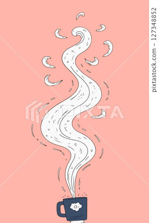 Stylized Steaming Mug Illustration 127348852