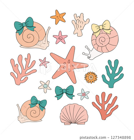 Cute Sea Life Illustration 127348898