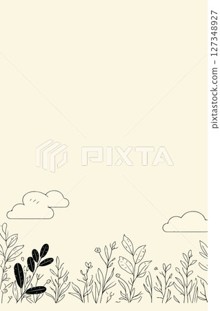 Hand-Drawn Plants and Clouds Hand-Drawn Plants and Clouds 127348927