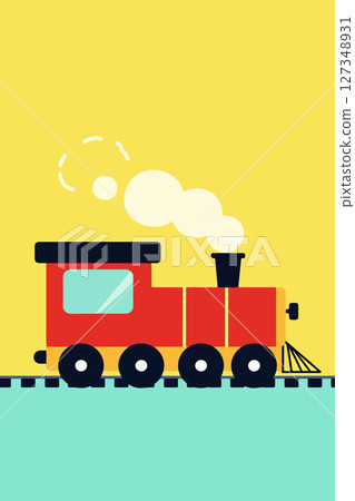 Cartoon Train on Tracks 127348931