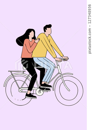 Couple Riding a Bicycle Together 127348936