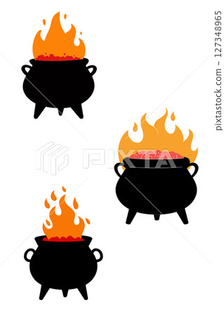Three Witch's Cauldrons with Bubbling Brew Three Witch's Cauldrons with Bubbling Brew 127348965