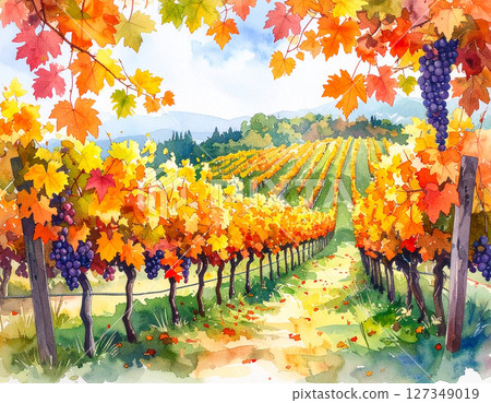 Autumn Maple Leaves AI Generation Background 127349019